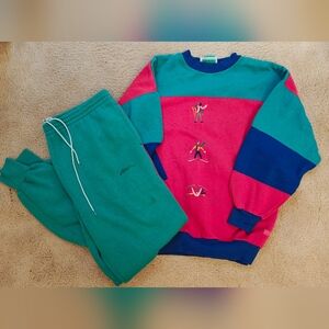Vintage DASH Colorblock Skiing Mishap Sweat Suit.